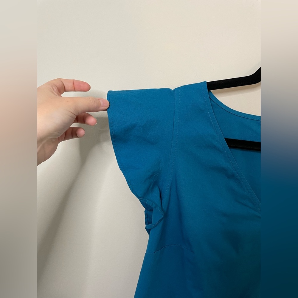 NWT J. Crew Mercantile Flutter Sleeve Blue Tank Ruffle Dress Spring Summer - Picture 2 of 7